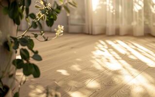 Sunlight shining through a window onto a wooden floor. photo