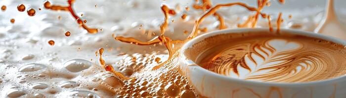 Cappuccino with a beautiful latte art photo