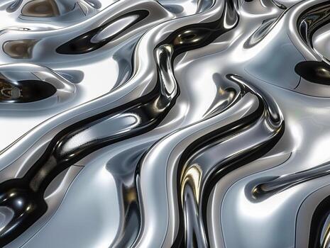 A close up of a highly polished and reflective surface with a series of smooth undulations. photo