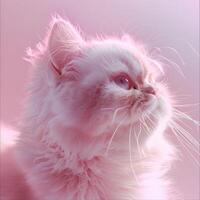 A cute pink cat looking up at something. photo