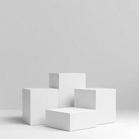3d rendering of four white cubes on a white background photo