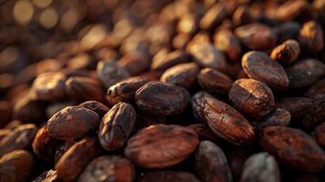 Cocoa beans. Theobroma cacao. Organic cocoa beans. Cocoa beans background. photo