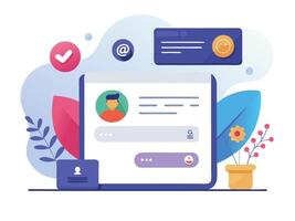 Illustration of sign up, log in wireframe idea. Showcasing various UI elements vector