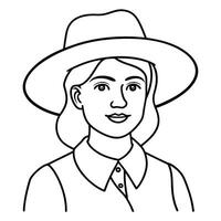 Hat-Wearing Girl Outline vector