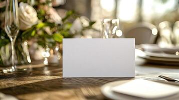 4x9 in blank, white wedding menu card mockup photo