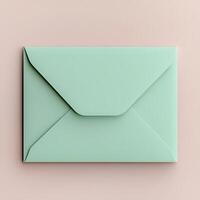 5x7 pastel green Birthday Card portrait mockup with envelope photo