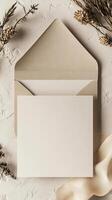 a blank invitation mockup with and envelope photo