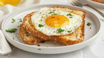 A delicious breakfast of eggs and toast photo