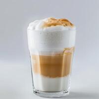 latte in a glass on a white background photo