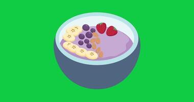 Smoothie bowl with nuts and berries animation video
