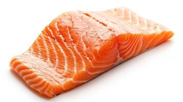 A raw salmon fillet on a white background. photo