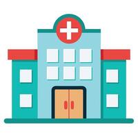 Illustrated Hospital Building Icon on White Background vector