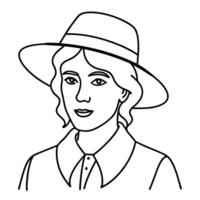 Fun and Easy Girl with Hat Coloring Page vector