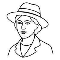 Happy Girl, Pretty Hat Coloring Activity vector