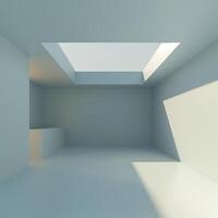 3D rendering of an empty room with a large skylight photo