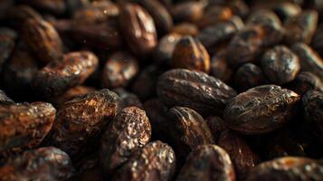 Cocoa beans. Raw material for chocolate production photo