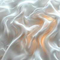 Abstract image of flowing white silk fabric with warm glowing highlights, creating a sense of elegance and softness. photo