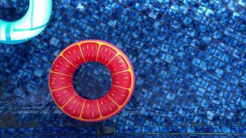 a swimming pool with a lifeguard and a lifeguard ring video