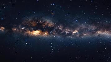 Stunning view of a vast galaxy with numerous stars and cosmic dust, highlighting the beauty of outer space and the Milky Way galaxy. photo