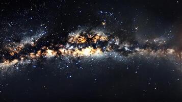 A breathtaking view of the Milky Way galaxy, showcasing astronomical beauty with countless stars and cosmic clouds illuminating the night sky. photo