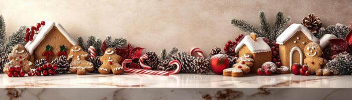 Festive marble counter mockup with a backdrop of a clock striking midnight photo