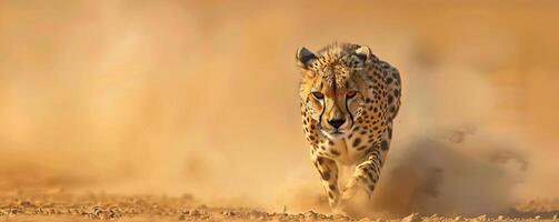 Cheetah in midchase after a gazelle, capturing the essence of predatorprey dynamics, Wildlife in Natural Habitat, editorial shot, empty copy space for text on side photo