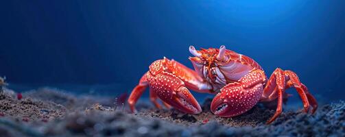 Deep sea creatures illuminated by a divers light, showcasing rare species in their natural habitat, Underwater Life, editorial shot, empty copy space for text on side photo
