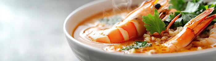 Delicious shrimp dish served in a white bowl, garnished with herbs and spices, perfect for food lovers and culinary photography. photo