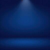 Dark blue background with a spotlight creating an empty stage effect, perfect for presentations, performances, and dramatic scenes. photo