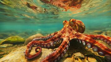 Camouflaged octopus blending into the ocean floor photo