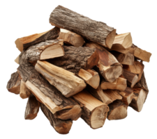 Stack of firewood in a rustic setting, cut out - stock . png
