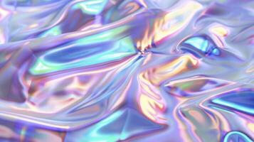 Iridescent, colorful, reflective fluid texture on a smooth surface. Abstract design with a mesmerizing, multicolored light effect. photo