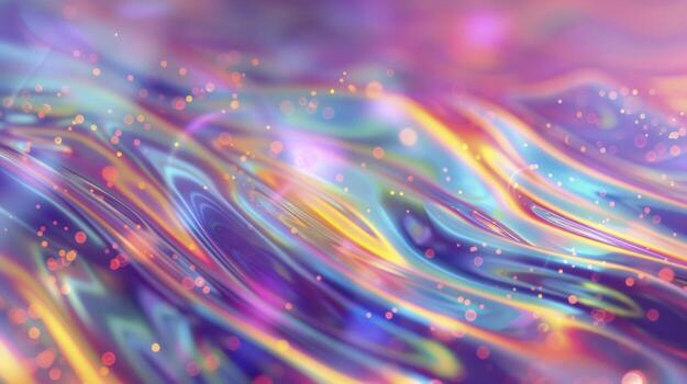 Abstract swirling colorful patterns with glowing particles. Gradient background. Concept of fluidity and energy photo