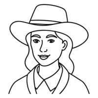 Adorable Girl with Hat Coloring Sheet vector