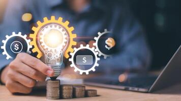 concept of finance and investment ,profit growth management ,risk management ,bank interest ,high return investment ,Stock and currency fund ,Savings goals for the future photo