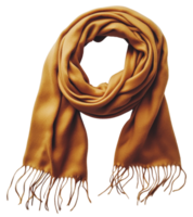 Cozy brown scarf draped elegantly on display, cut out - stock . png