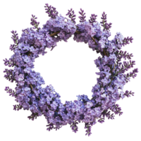 Vibrant lavender wreath and greenery png