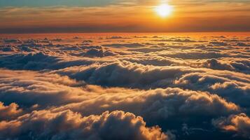 View from the drone beautiful sunrise and fog photo