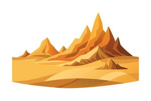 Desert with barren sands and rugged terrain flat illustration on white background vector