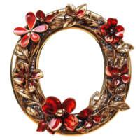 Decorative floral frame adorned with red flowers png