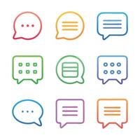 Message, talk, chat, speech bubble, sms, dialogue concept colorful linear icons. color offset line icons flat color outline sign collection set vector