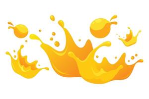 Vibrant splash of orange juice captured in a dynamic illustration set on white background. vector