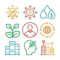 ESG concept. Environmental, social, and corporate governance concept colorful linear icons. color offset line icons flat color outline sign collection set. vector