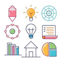 Area and dimension concept colorful linear icons. color offset line icons flat color outline sign collection set. vector