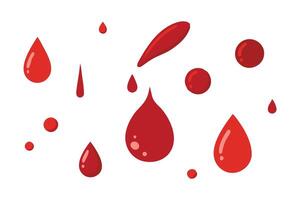 Blood droplets falling onto a pristine white surface illustration set on white background. vector