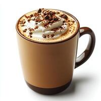 Pumpkin spice latte isolated on white background with shadow. fall autumn sweet beverage pumpkin spice latte in cup photo