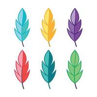 Feather concept colorful linear icons. color offset line icons flat color outline sign collection set. vector