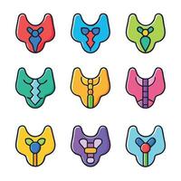 Thyroid gland concept colorful linear icons. color offset line icons flat color outline sign collection set. vector