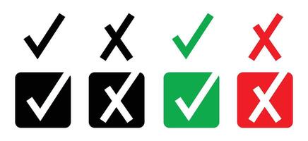 Flat cross and check icon illustration isolated on white background for design elements. vector