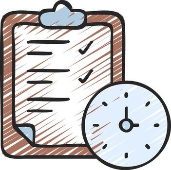 a clipboard with a clock and checklist on it vector